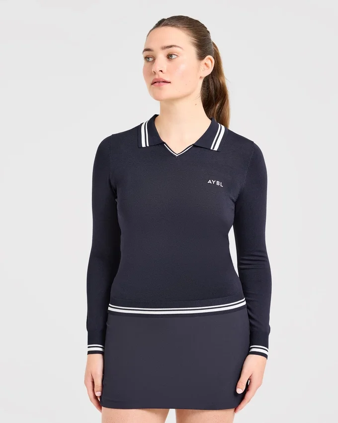 Classic Knitted Long Sleeve Polo