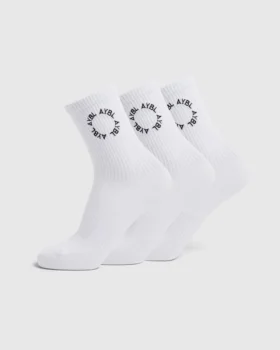 Everyday Embroidered Crew Socks (3 Pack)