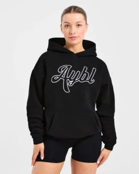 Script Embroidered Oversized Hoodie