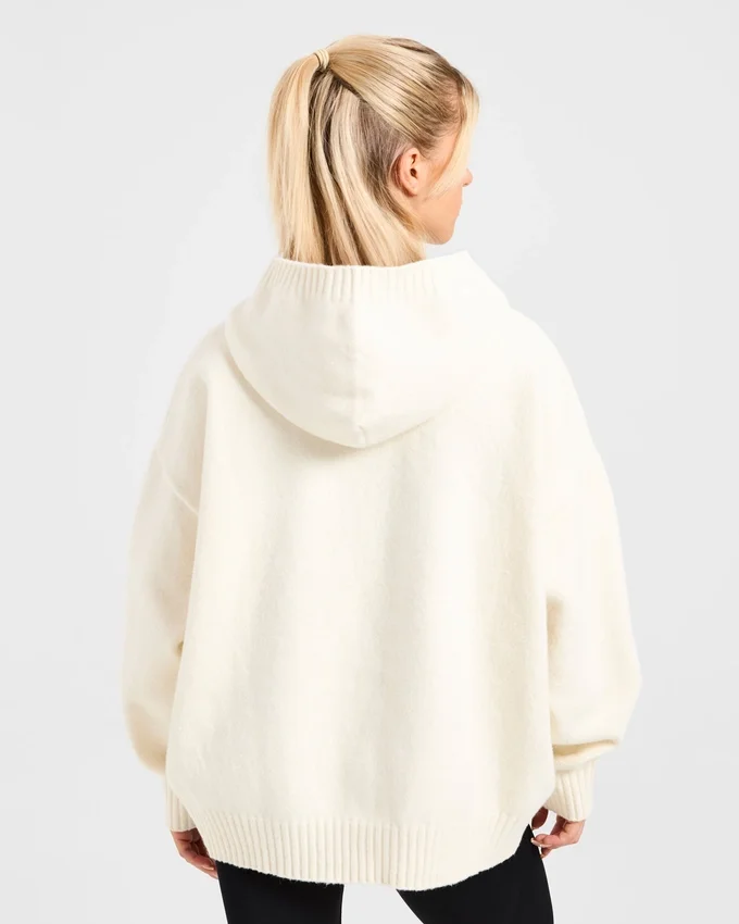 Varsity Minimal Logo Oversized Knitted Hoodie