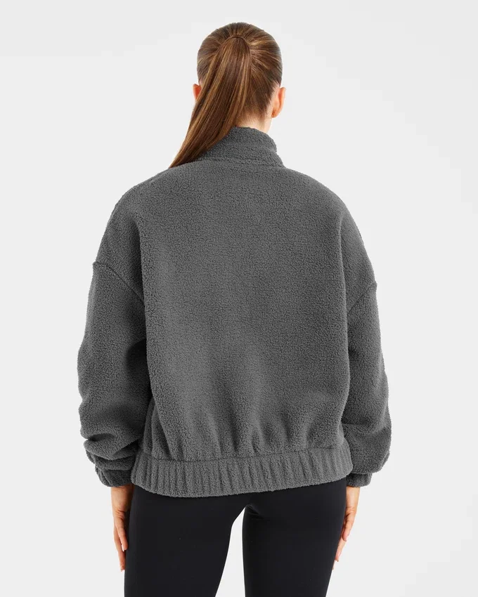 Varsity Oversized Fleece Zip Up Jacket