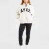 Varsity Oversized Fleece Zip Up Jacket