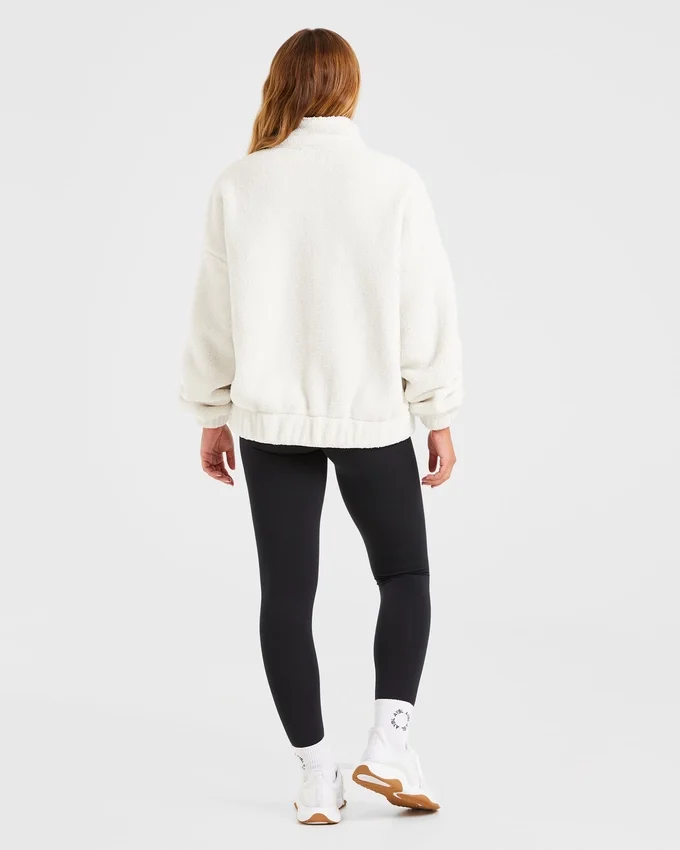 Varsity Oversized Fleece Zip Up Jacket