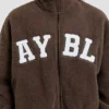 Varsity Oversized Fleece Zip Up Jacket
