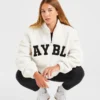 Varsity Oversized Fleece Zip Up Jacket